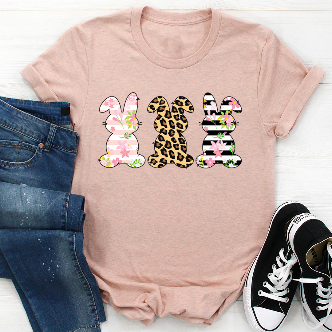 Floral Easter Bunnies T-Shirt-2