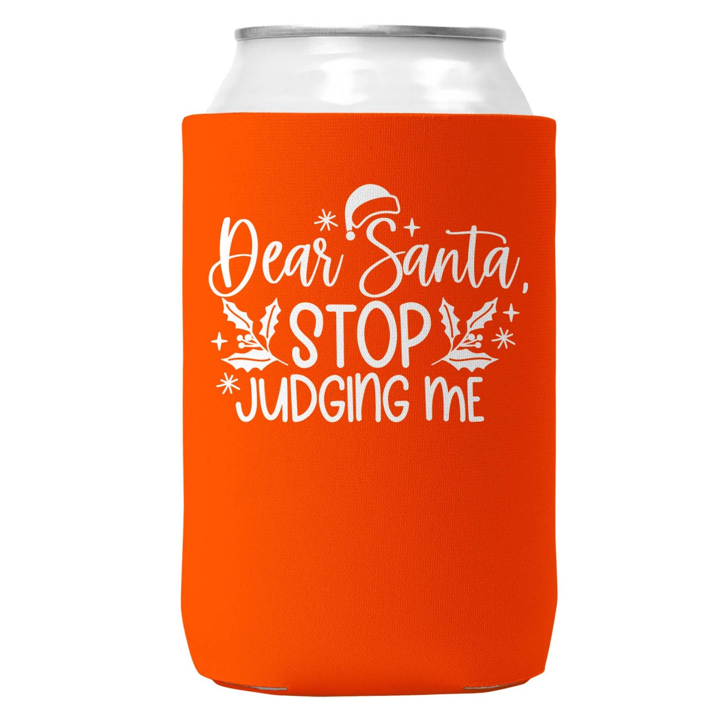 Santa Stop Juding Me Christmas Can Coozie Cooler 12oz Cans-6