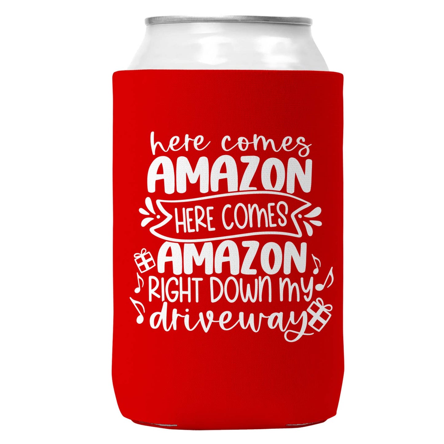 Here Comes Amazon Can Coozie Christmas Can Cooler 12oz Cans-6