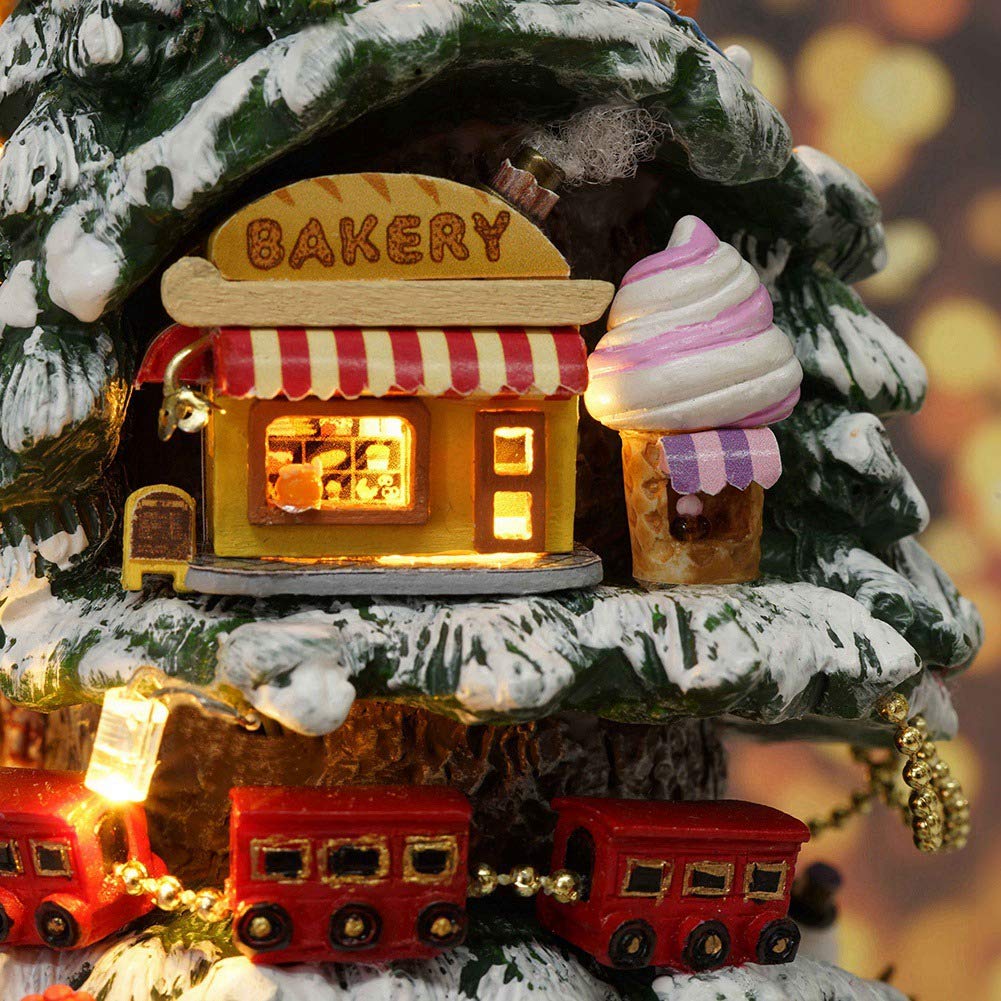 Miniature Wizardi Roombox Kit - Christmas Rotating Dollhouse Kit-4