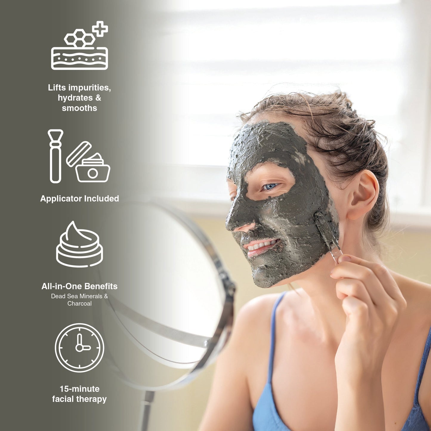 2 Pack Facial Therapy Mud Face Mask with Mask Applicator-2