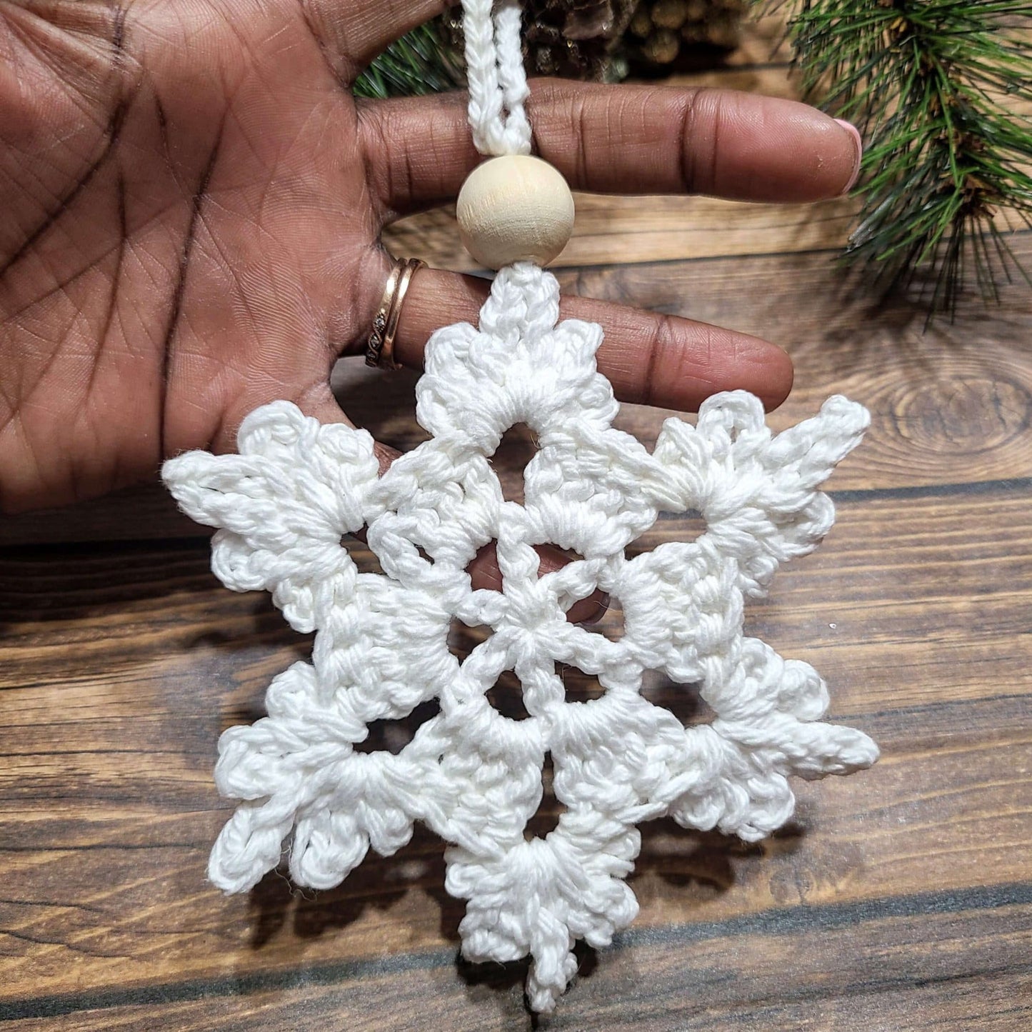 White Snow Flake Ornament-2