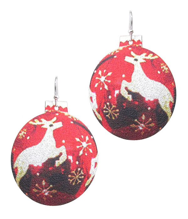 CHRISTMAS THEME METAL SHEET EARRING - REINDEER-0