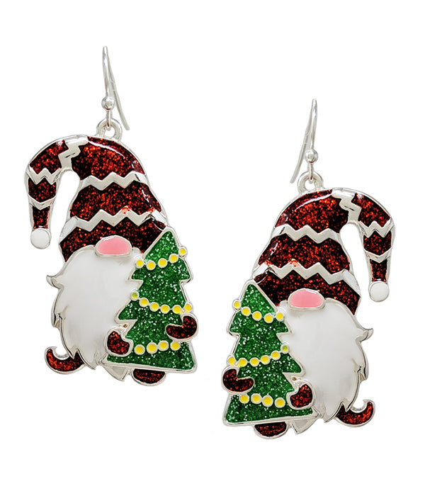 CHRISTMAS THEME EPOXY GNOME EARRING-0