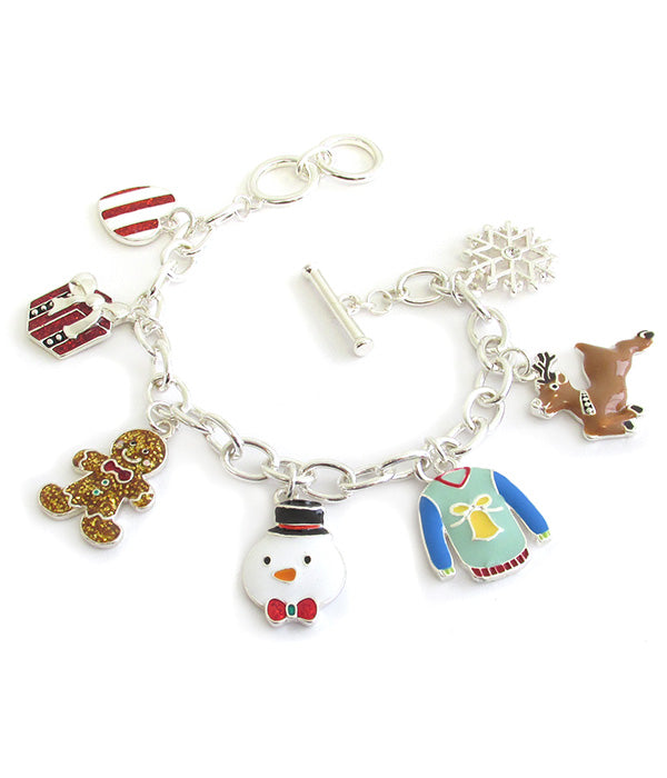 CHRISTMAS THEME MULTI CHARM TOGGLE BRACELET - GINGER BREAD-0