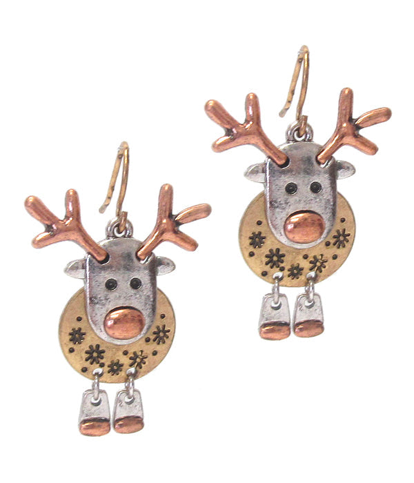 CHRISTMAS THEME RUDOLPH REINDEER EARRING-0