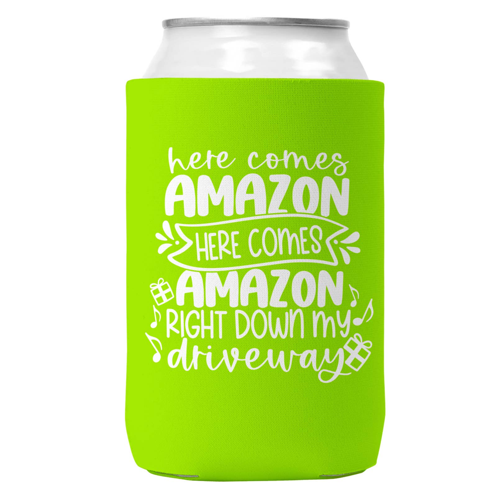Here Comes Amazon Can Coozie Christmas Can Cooler 12oz Cans-4