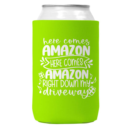 Here Comes Amazon Can Coozie Christmas Can Cooler 12oz Cans-4