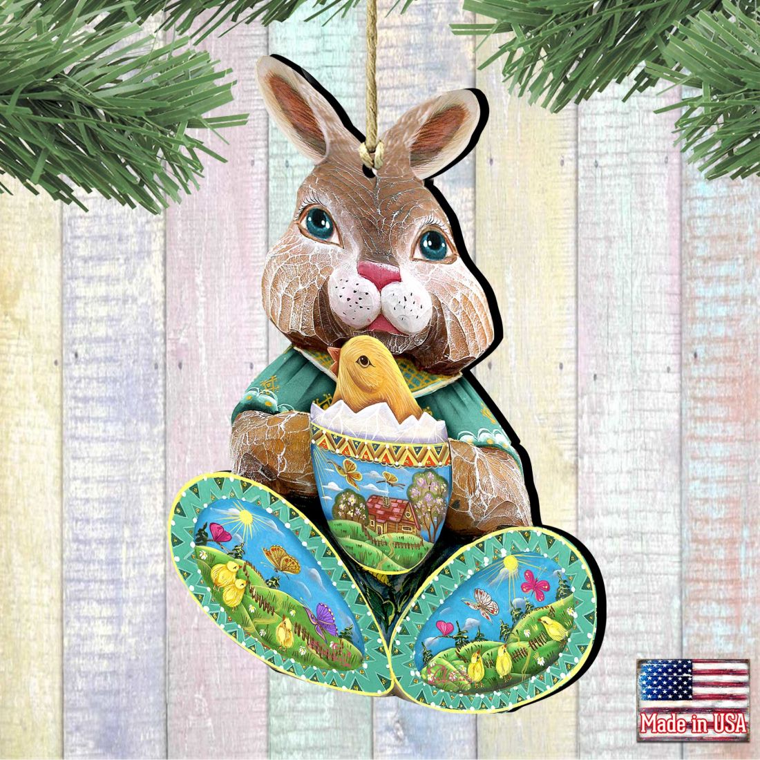 Easter Bunny Christmas Wooden Ornaments by G. DeBrekht - Christmas Decor - 8144502-2