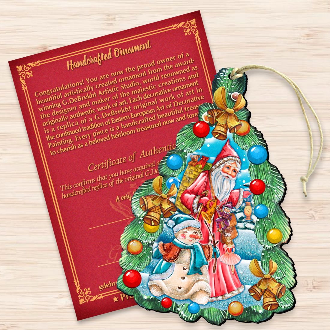 Christmas Arrival Wooden Ornaments by G. DeBrekht - Christmas Santa Snowman Decor - 8114020-3