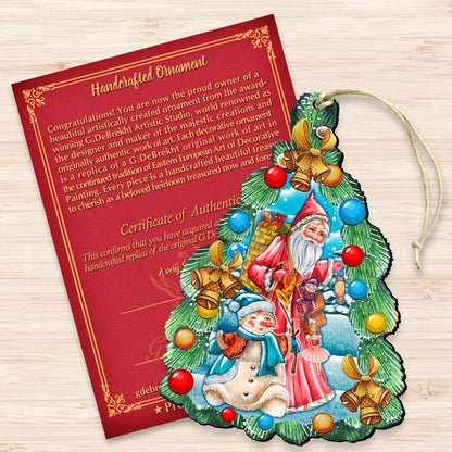 Christmas Arrival Wooden Ornaments by G. DeBrekht - Christmas Santa Snowman Decor - 8114020-3
