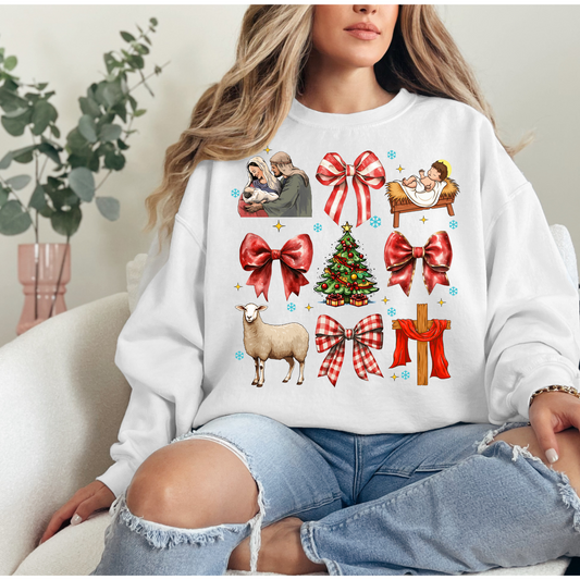 Eco Brand- Christian Christmas Sweat Shirt- Christmas Bows-0
