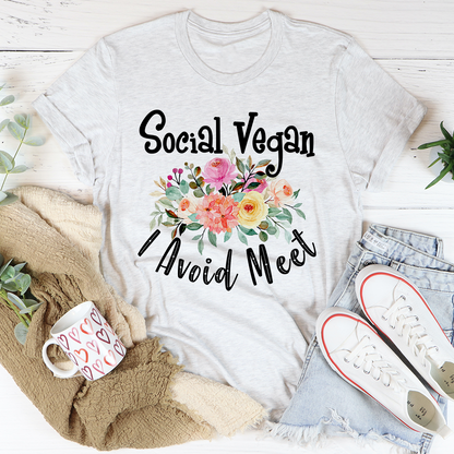 Social Vegan I Avoid Meet T-Shirt-0
