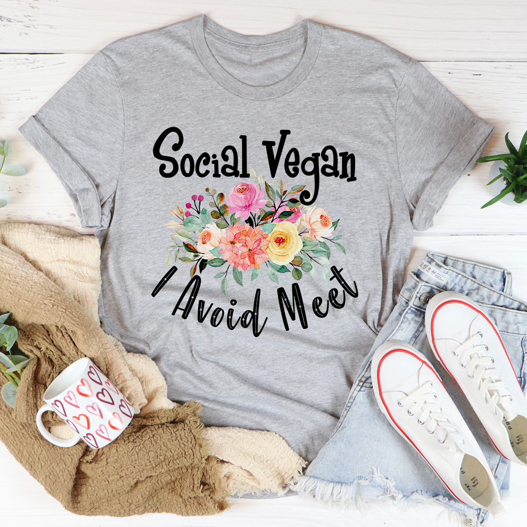 Social Vegan I Avoid Meet T-Shirt-1