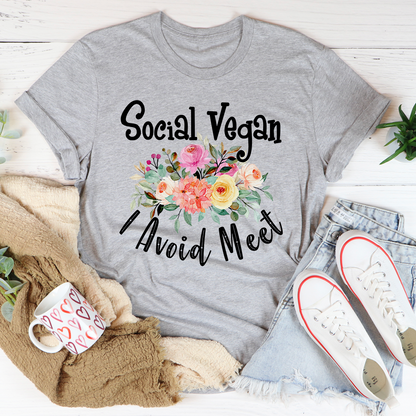 Social Vegan I Avoid Meet T-Shirt-1