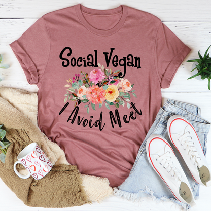 Social Vegan I Avoid Meet T-Shirt-2