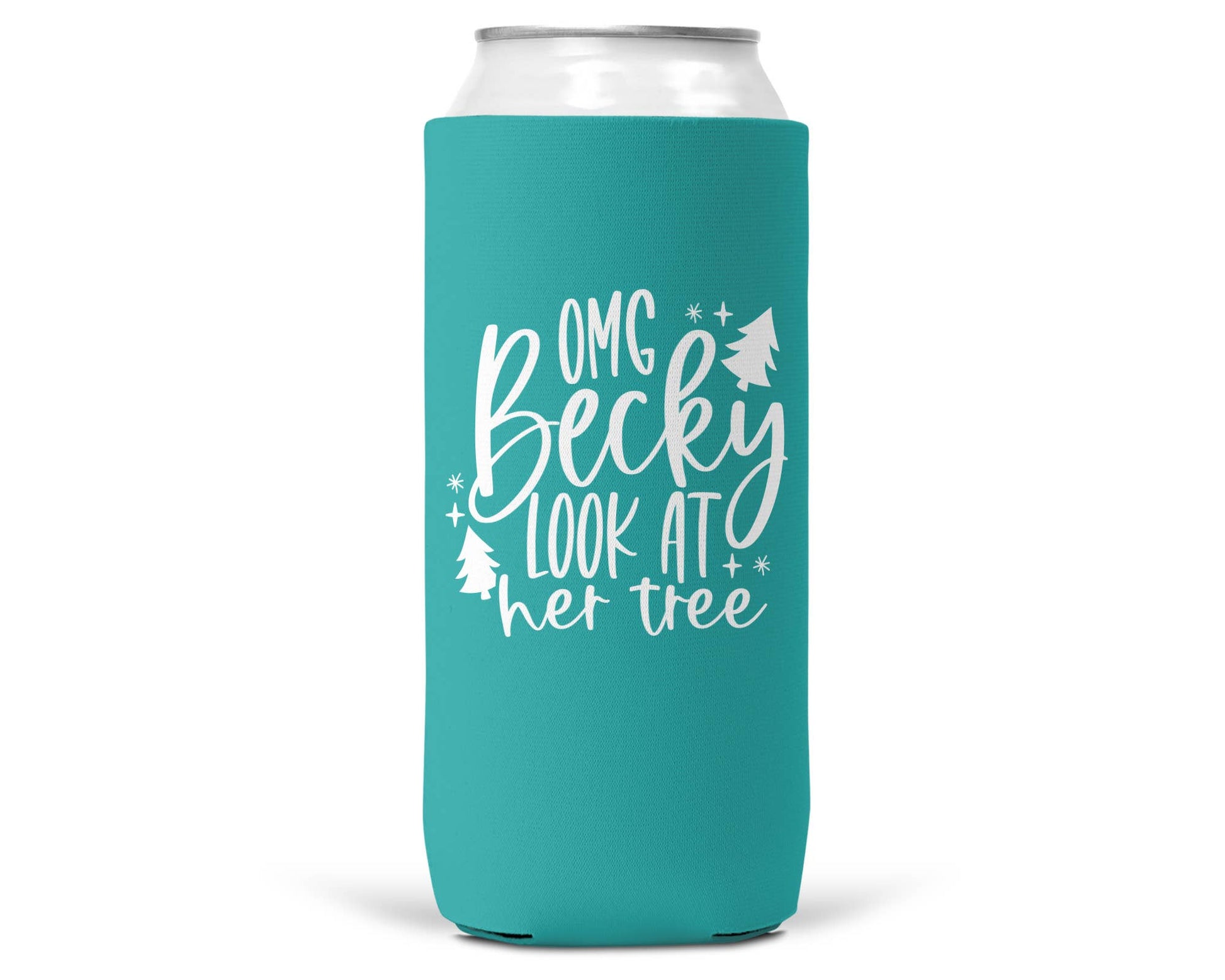 OMG Becky Look At Her Tree Christmas SLIM CAN Coozie 12oz-2