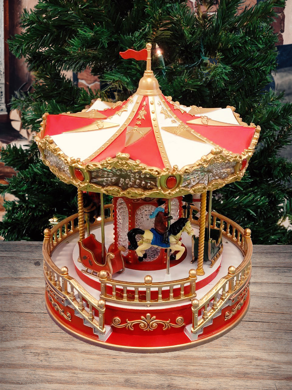 Christmas Carousel Decoration. Christmas Village F07M4-12-W269-0