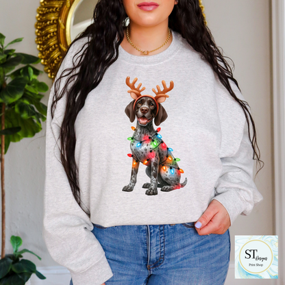 German Shorthaired Pointer Christmas Tee For Dog Lovers Durable Ink Print USA Made