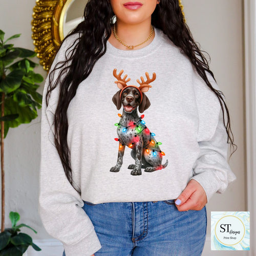 German Shorthaired Pointer Christmas Tee For Dog Lovers Durable Ink Print USA Made