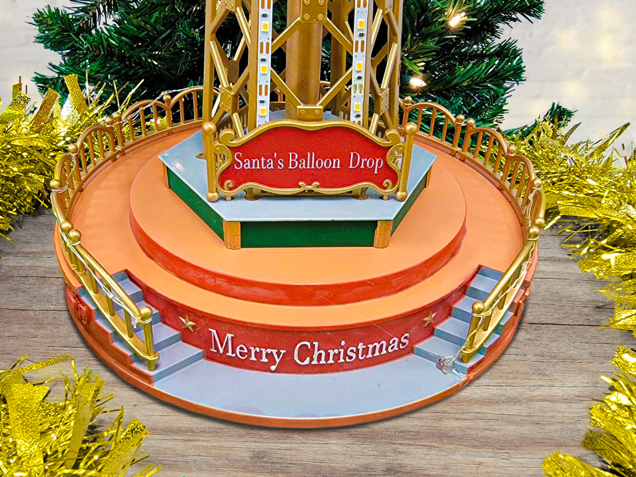 Christmas Parachute Tower. Animated Christmas Village F07M4-8-W201 Christmas Carousel-3