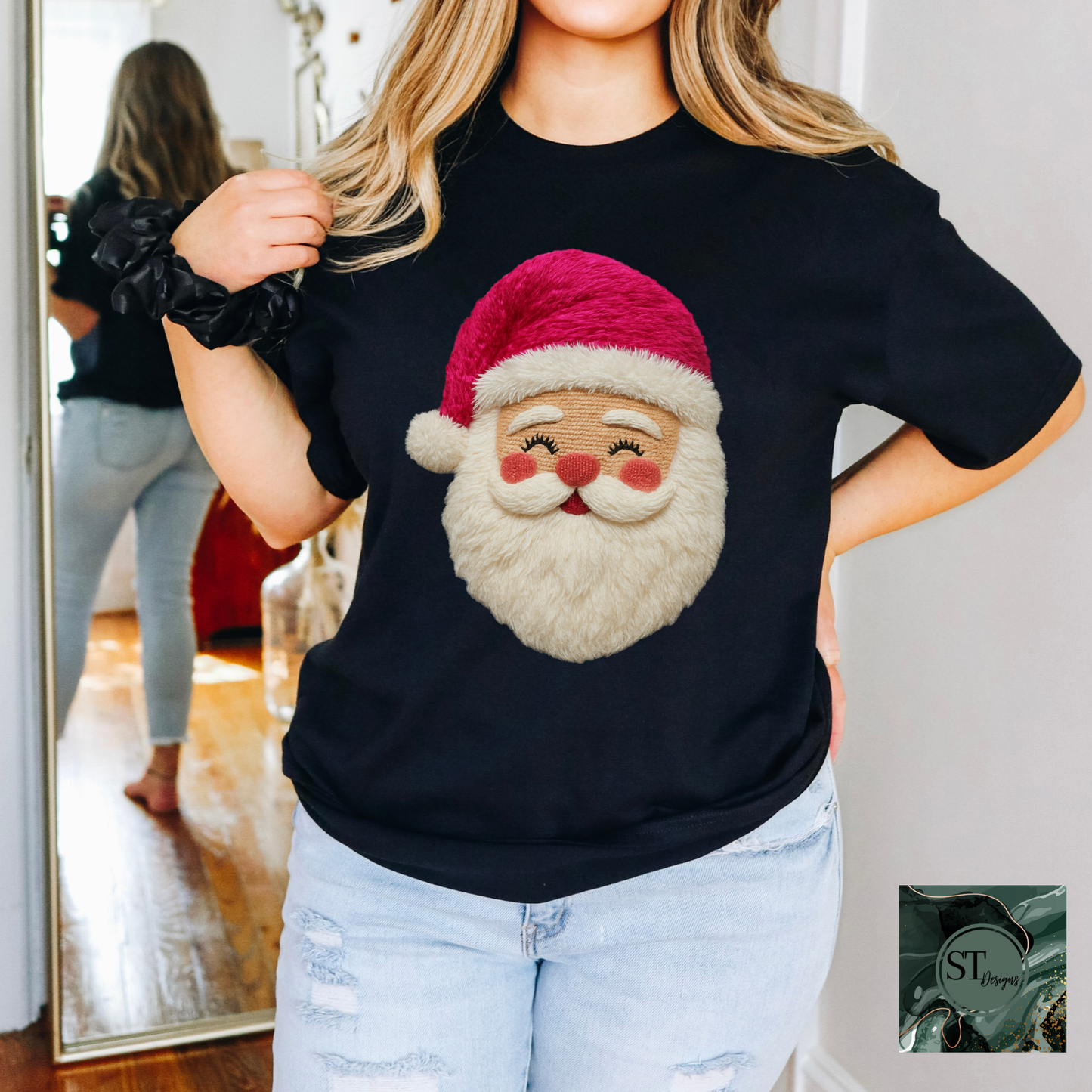 Christmas Santa Faux Yarn Apparel Premium Durable Print For Christmas Lovers Sizes Small To 5XL USA Printed