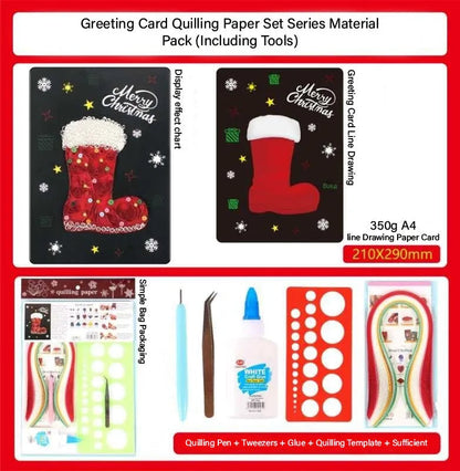 Christmas Sock DIY Making Kit. Paper Quilling Christmas Set F07M3-6-Largestocking-1