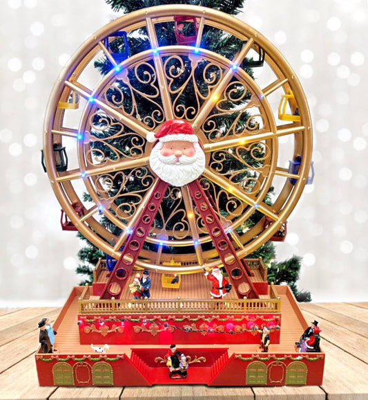 Christmas Wheel with Santa. Animated Holiday Decoration. Christmas Village F07M4-6-W222-0