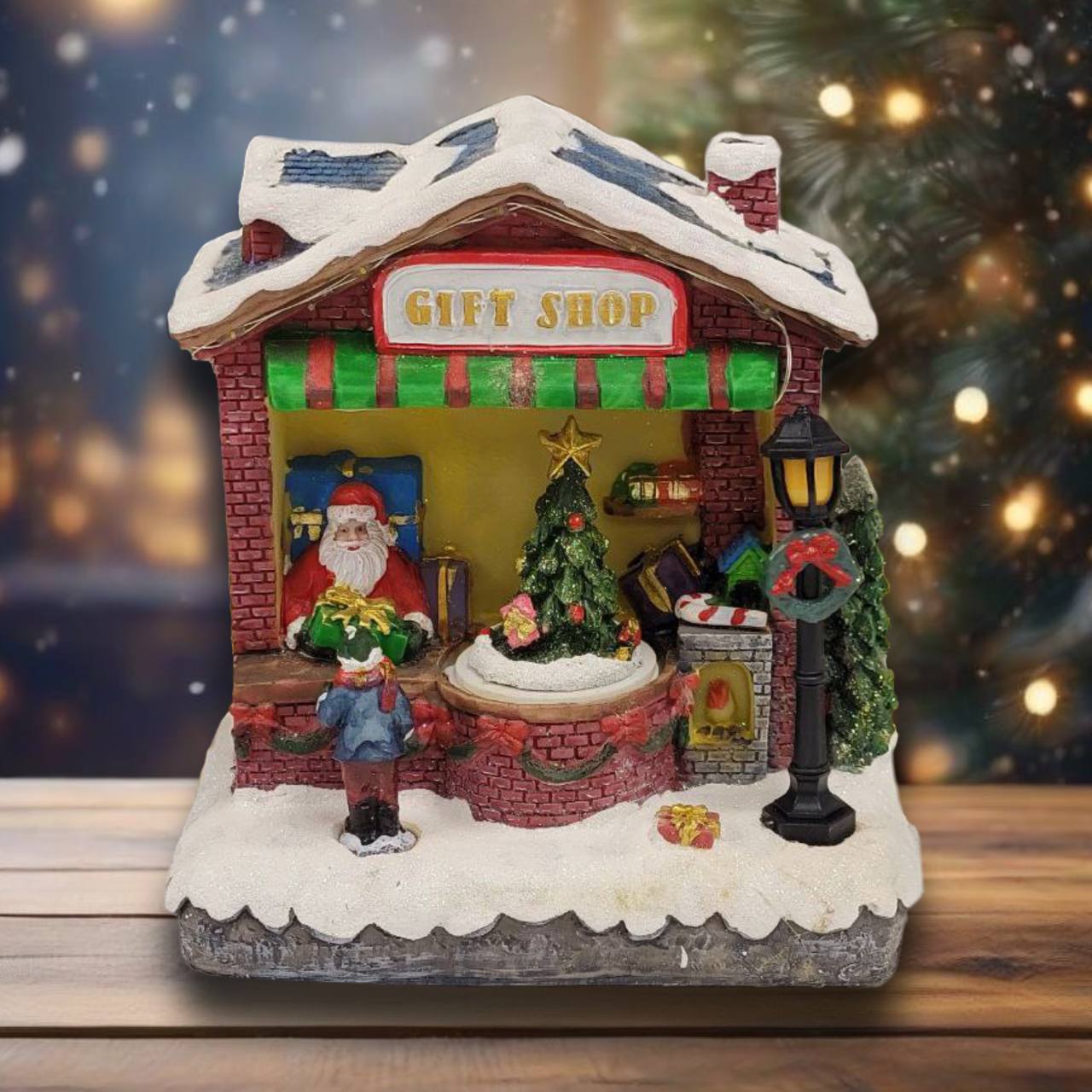 Santa's Gift Shop Christmas Miniature. Christmas Village F07M3-27A-1