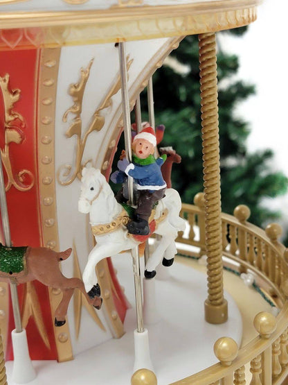 Christmas Carousel Decoration. Animated Christmas Village F07M4-10-3