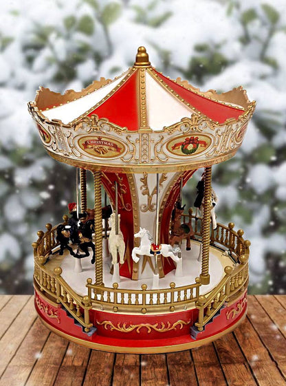 Christmas Carousel Decoration. Animated Christmas Village F07M4-10-1