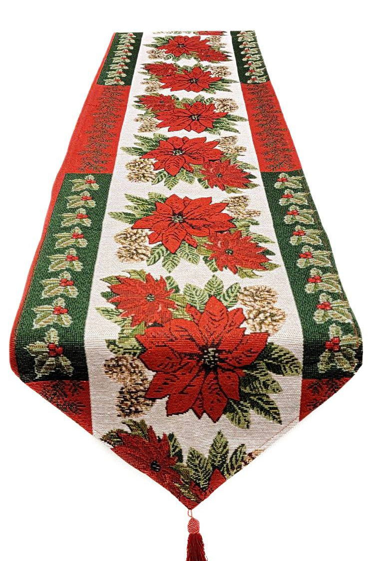 Poinsettia Christmas Table Runner F07M5-8G-2