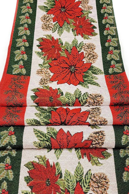 Poinsettia Christmas Table Runner F07M5-8G-4