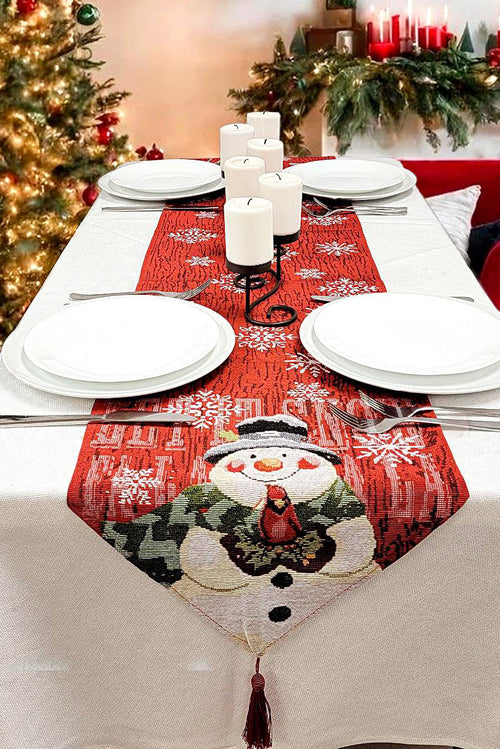 Snowman Christmas Red Table Runner F07M5-8F-0