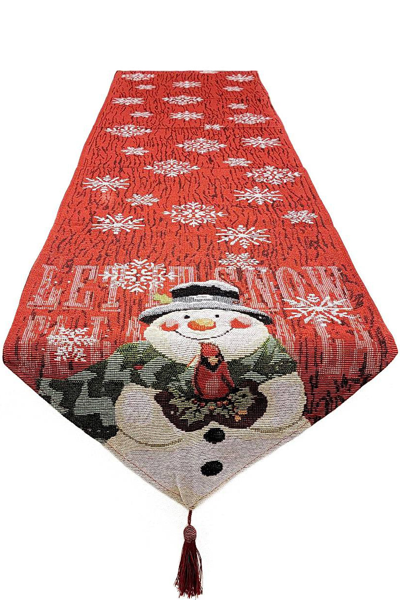Snowman Christmas Red Table Runner F07M5-8F-1
