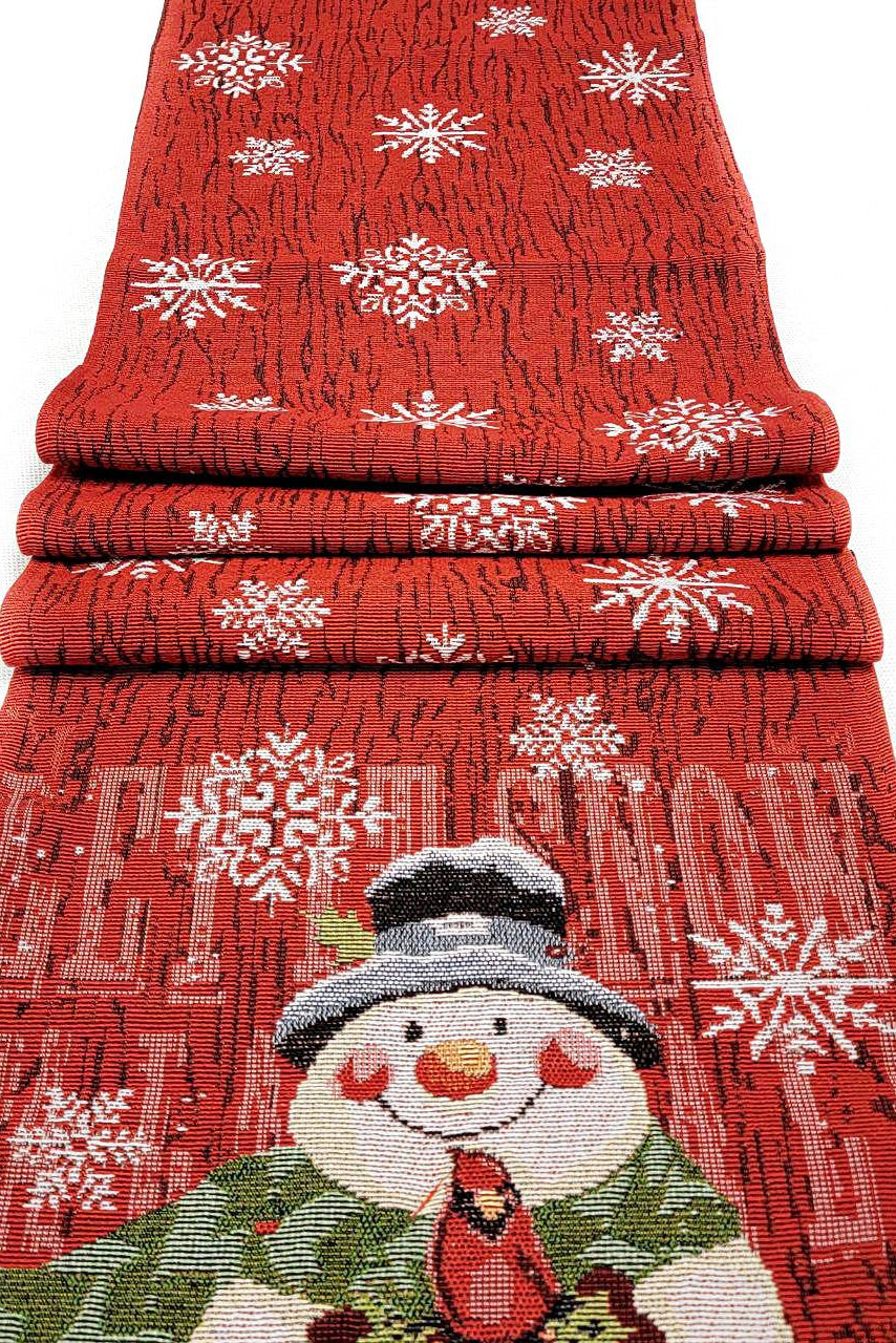 Snowman Christmas Red Table Runner F07M5-8F-2