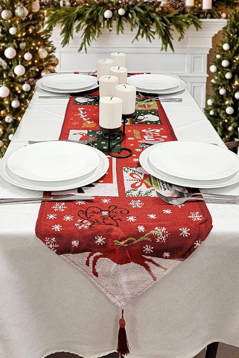 Holiday Patchwork Christmas Table Runner F07M5-8D-0