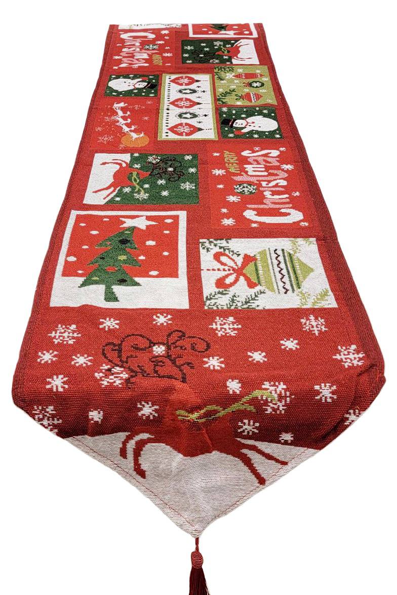Holiday Patchwork Christmas Table Runner F07M5-8D-1