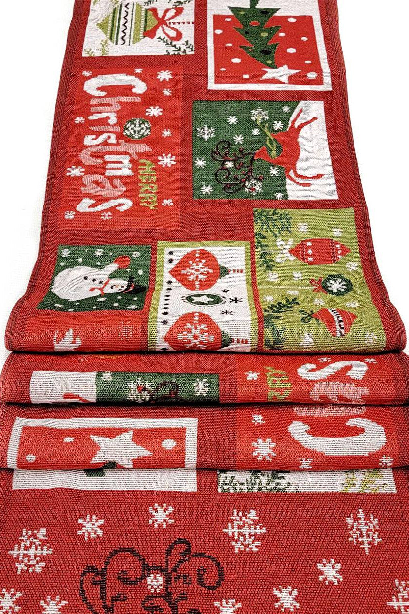 Holiday Patchwork Christmas Table Runner F07M5-8D-3
