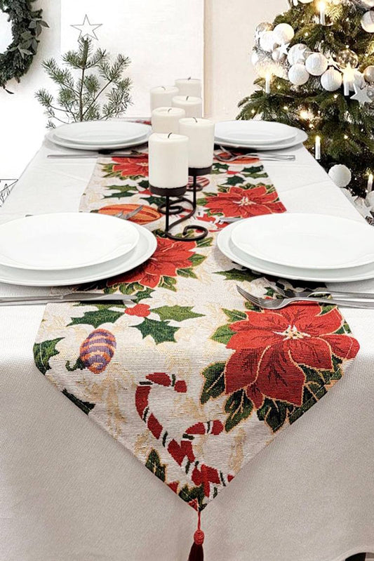 Festive Poinsettias Christmas Table Runner F07M5-8B-0