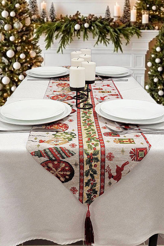 Christmas Table Runner with Holiday Icons F07M5-8A-0