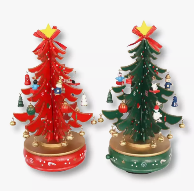 Red Wooden Christmas tree Wizardi F07M6-20 Red-3