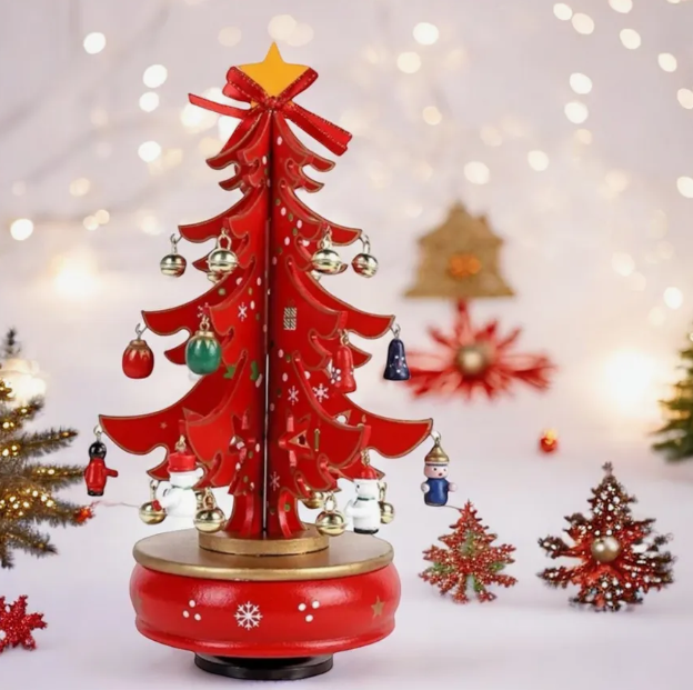 Red Wooden Christmas tree Wizardi F07M6-20 Red-1