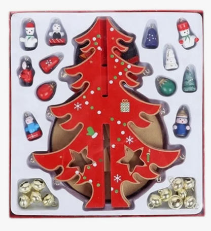 Red Wooden Christmas tree Wizardi F07M6-20 Red-2