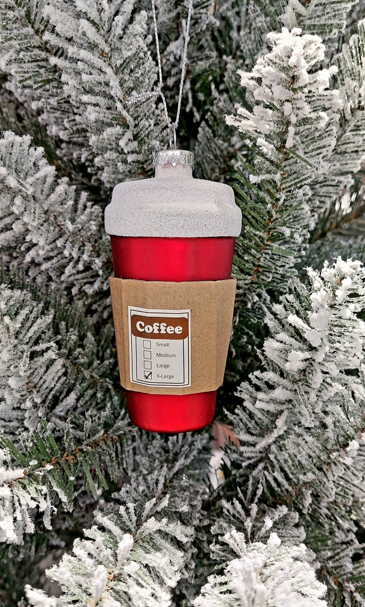 Christmas Glass Ornament - Christmas Coffee Cup by Wizardi F07M3-5 HB-SY25136-0