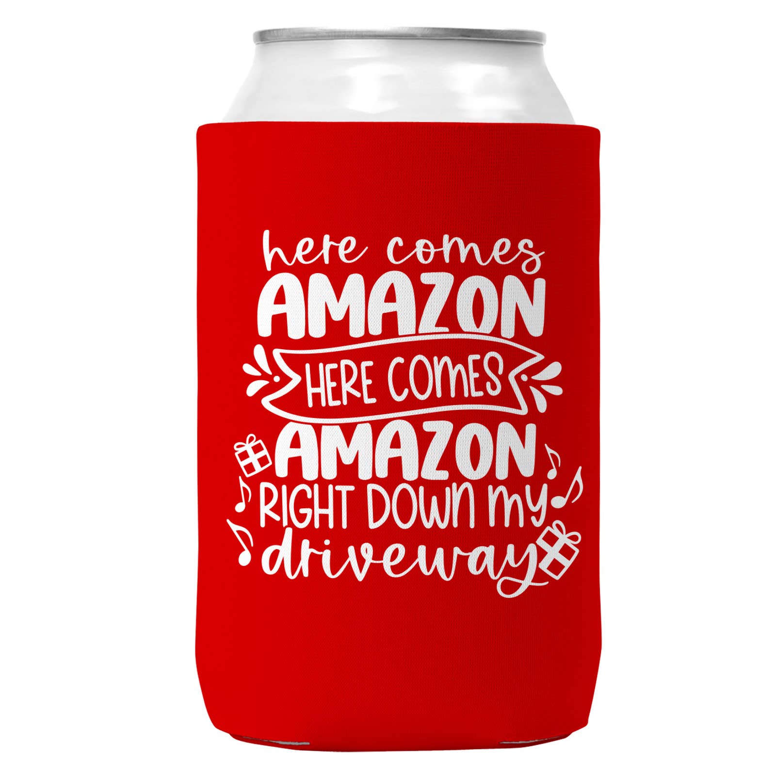Here Comes Amazon Can Coozie Christmas Can Cooler 12oz Cans-6