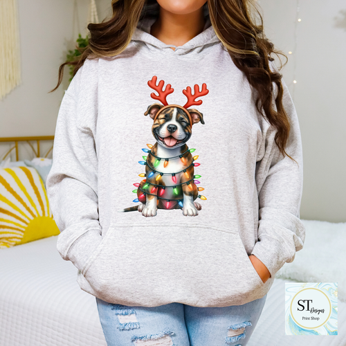 Pitbull Christmas Shirt For Dog Lovers Durable Ink Print USA Made Breathable Fabric