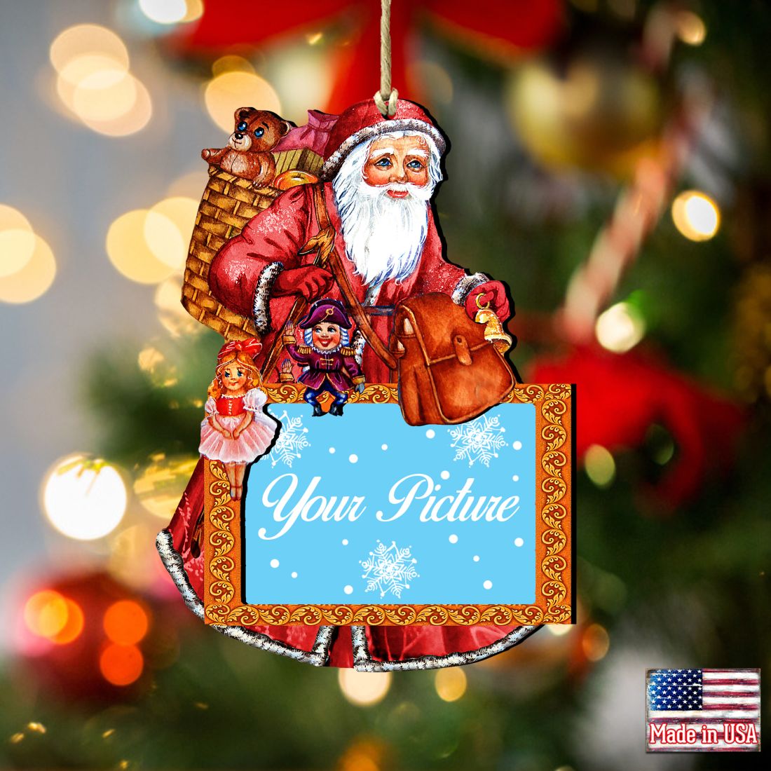 Santa Christmas Picture Frame Ornaments - Ornament for Photo - Christmas Santa Snowman Decor - 8124120PF-4