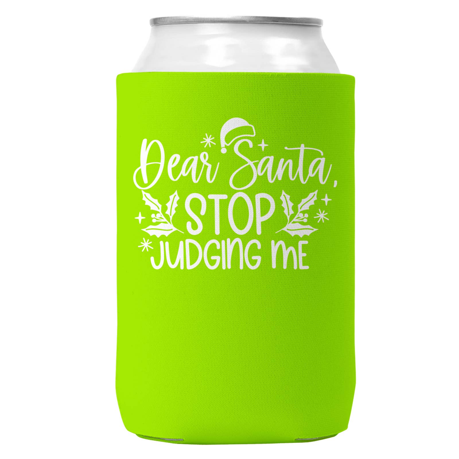 Santa Stop Juding Me Christmas Can Coozie Cooler 12oz Cans-4