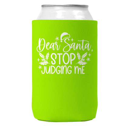 Santa Stop Juding Me Christmas Can Coozie Cooler 12oz Cans-4